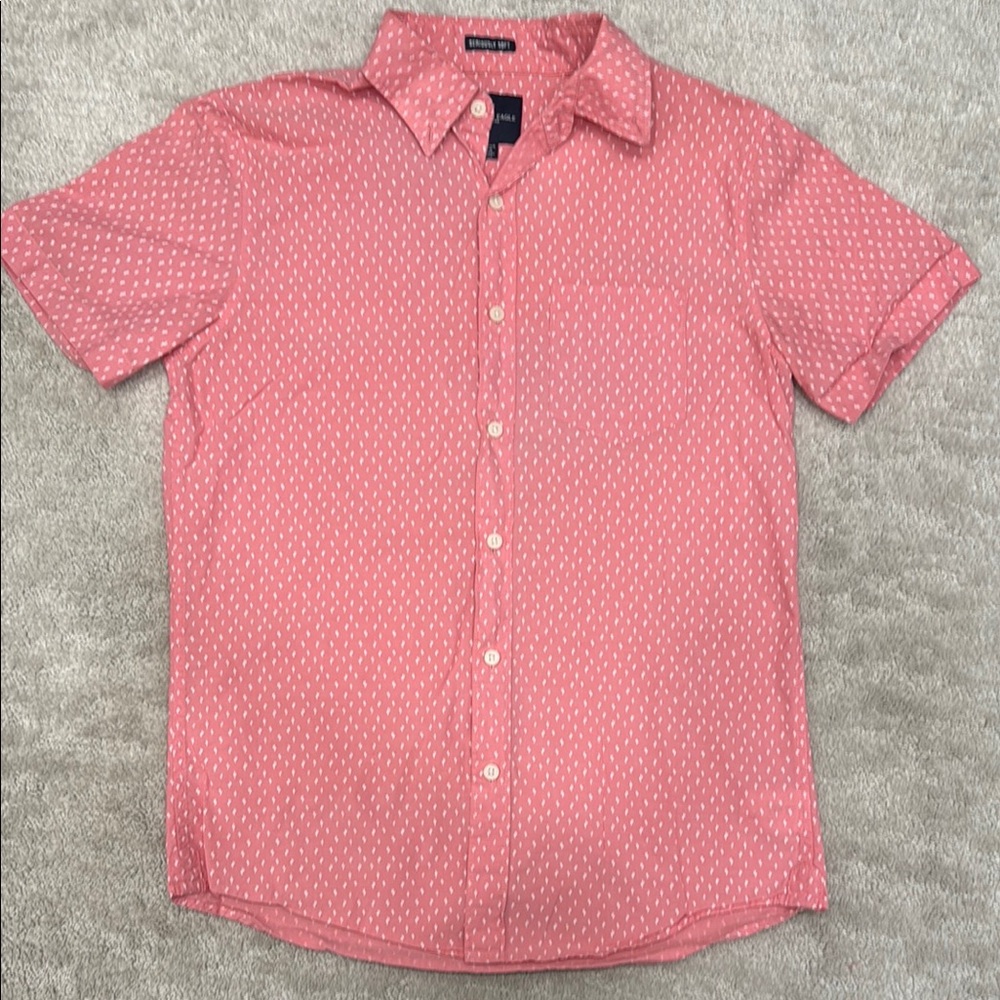 American Eagle Outfitters Pink Casual Button Down Shirt